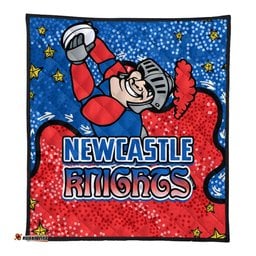 Newcastle Knights Custom Quilt - Team With Dot And Star Patterns For Tough Fan Quilt