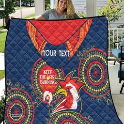 custom nrl roosters naidoc week quilt keep the fire burning indigenous art