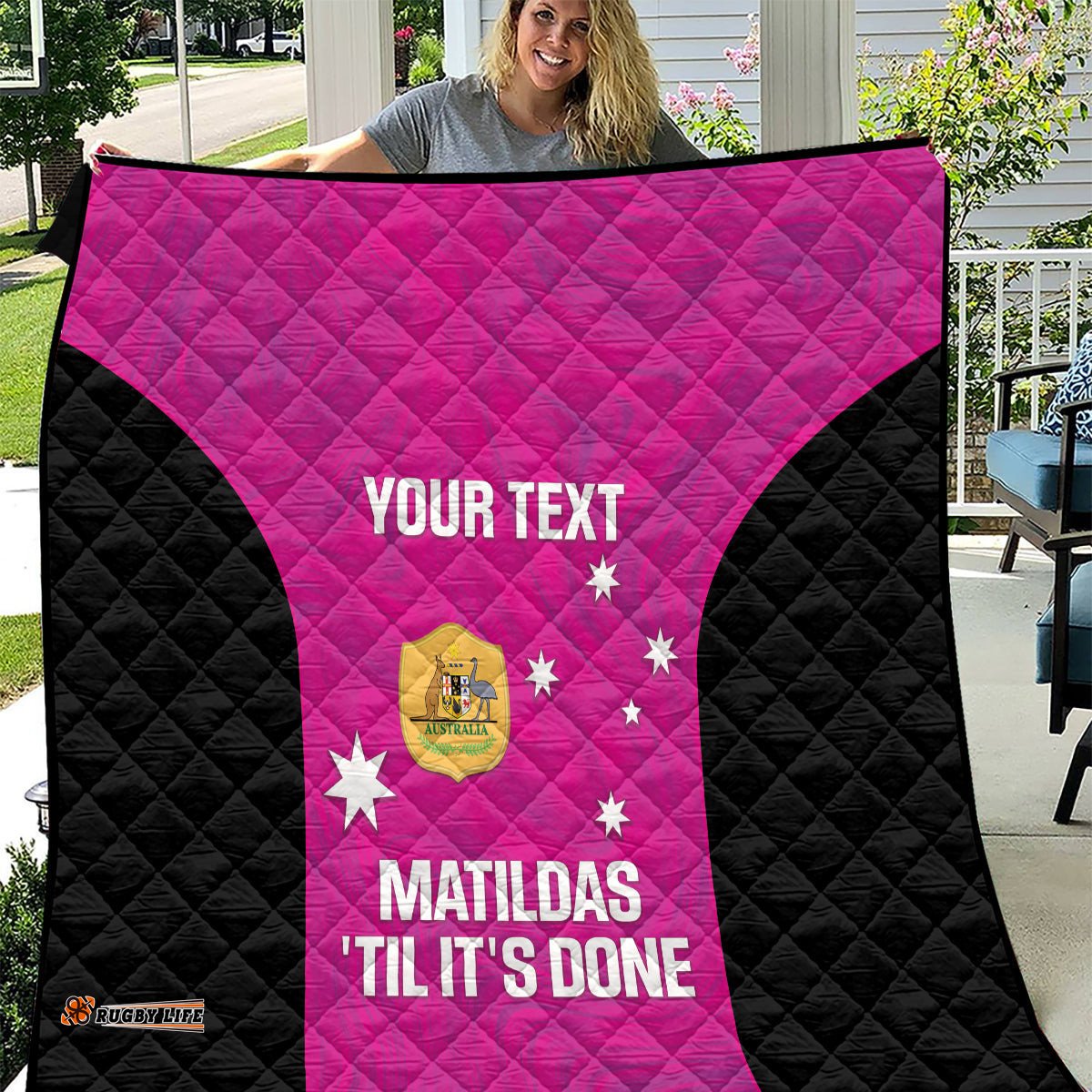 custom australia soccer quilt matildas go champions pink
