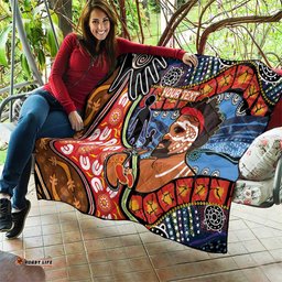 dad and son footprint fathers day personalised quilt australian aboriginal art