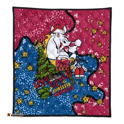 Brisbane Broncos Christmas Custom Quilt - Let's Get Lit Chrisse Pressie Quilt