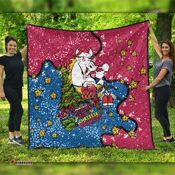 Brisbane Broncos Christmas Custom Quilt - Let's Get Lit Chrisse Pressie Quilt
