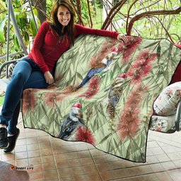 australia christmas quilt kookaburra santa on callistemon pastel