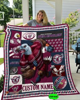 personalized manly warringah sea eagles mascot quilt blanket nrl