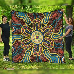 Australia Dot Painting Inspired Aboriginal Quilt - Aboriginal Dot Art Color Inspired Quilt