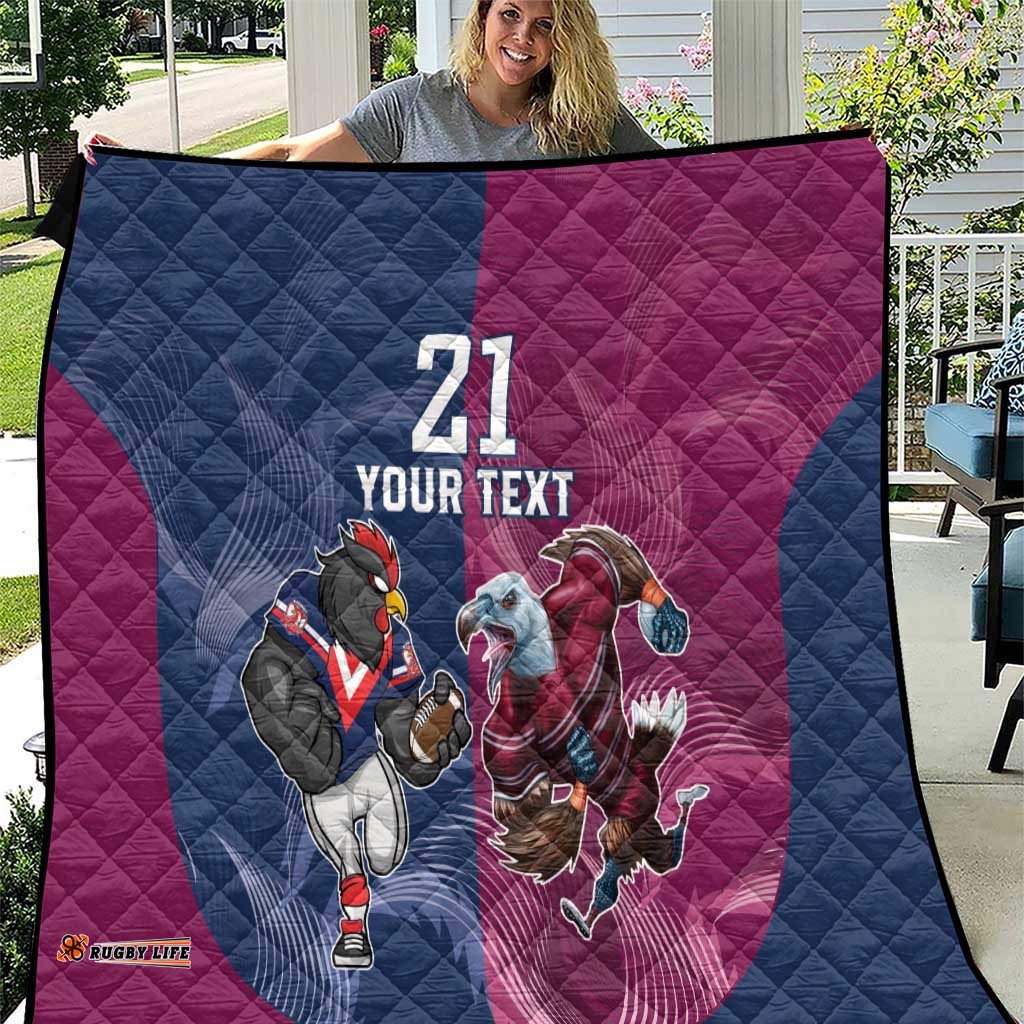 roosters sea eagles rugby custom quilt half grunge style