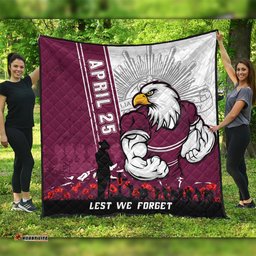 Amazing Aussie Manly Warringah Sea Eagles Anzac Day Lest We Forget Strong Fighting Spirit Quilt