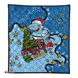 Cronulla-Sutherland Sharks Christmas Custom Quilt - Let's Get Lit Chrisse Pressie Quilt