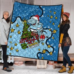 Cronulla-Sutherland Sharks Christmas Custom Quilt - Let's Get Lit Chrisse Pressie Quilt