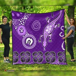 Australia Goanna Aboriginal Quilt - Indigenous Dot Goanna (Purple) Quilt