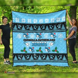 Cronulla-Sutherland Sharks Christmas Quilt - Cronulla-Sutherland Sharks Special Ugly Christmas Quilt
