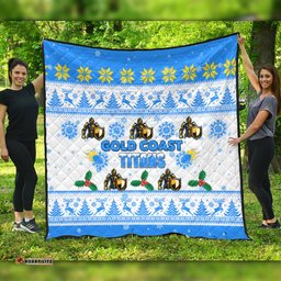 Gold Coast Titans Christmas Quilt - Gold Coast Titans Special Ugly Christmas Quilt