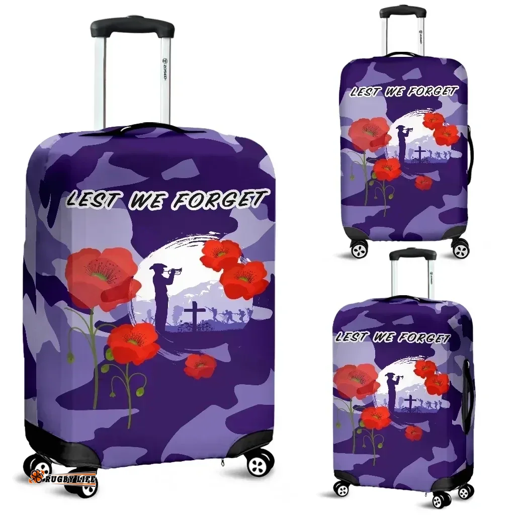 Love New Zealand Luggage Cover - Fern and Camouflage Anzac Lest We Forget Luggage Covers K13