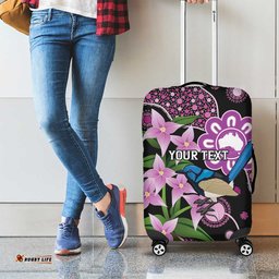 Personalised Australia Boronia And Malurus Cyaneus Luggage Cover Aboriginal Art