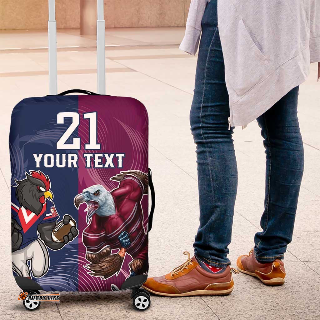 Roosters Sea Eagles Rugby Custom Luggage Cover Half Grunge Style