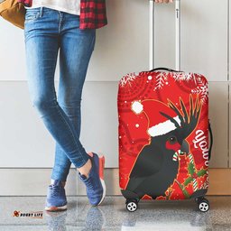 Personalised Palm Cockatoo Australia Christmas Luggage Cover Merry Chrissie Banksia Flowers