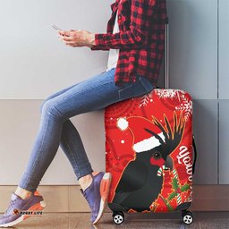 Personalised Palm Cockatoo Australia Christmas Luggage Cover Merry Chrissie Banksia Flowers