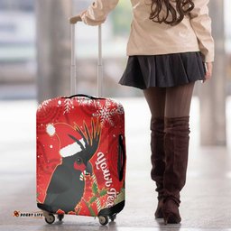 Personalised Palm Cockatoo Australia Christmas Luggage Cover Merry Chrissie Banksia Flowers