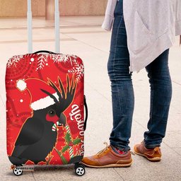 Personalised Palm Cockatoo Australia Christmas Luggage Cover Merry Chrissie Banksia Flowers