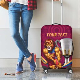 Personalised AFL Brisbane Lions Luggage Cover 2024 We Are The Champions Trophy Style