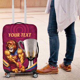 Personalised AFL Brisbane Lions Luggage Cover 2024 We Are The Champions Trophy Style