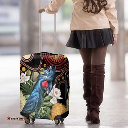 Australia Palm Cockatoo Luggage Cover Aussie Banksia Aboriginal Pattern