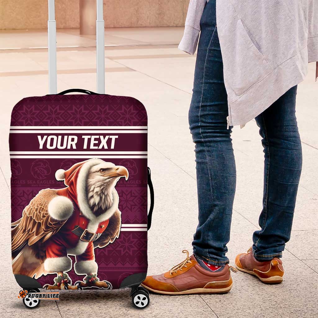 NRL Manly Warringah Christmas Personalised Luggage Cover with Sea Eagles Mascot