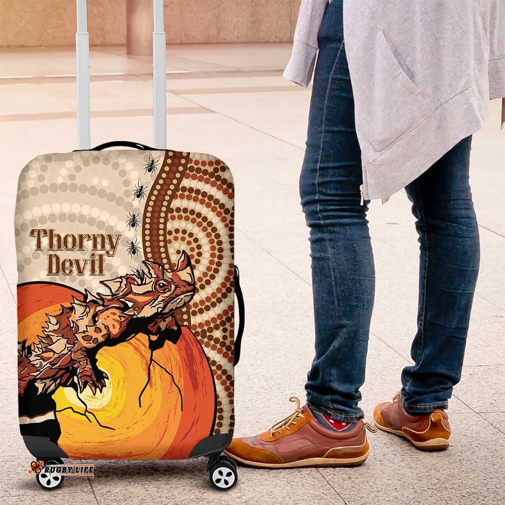 Thorny Devil Australia Luggage Cover Baby Moloch Horridus With Ants Aboriginal Art