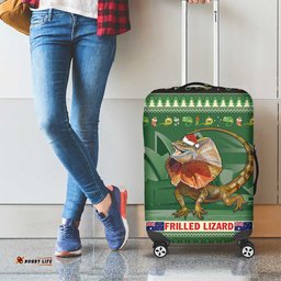 Aussie Frilled Lizard Luggage Cover Merry Christmas