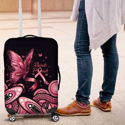 Think Pink Butterfly Ribbon Aboriginal Art Luggage Cover
