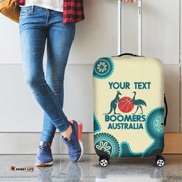 Custom Australia Boomers Luggage Cover Aboriginal With Marble Pattern Cyan