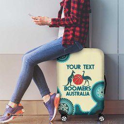 Custom Australia Boomers Luggage Cover Aboriginal With Marble Pattern Cyan