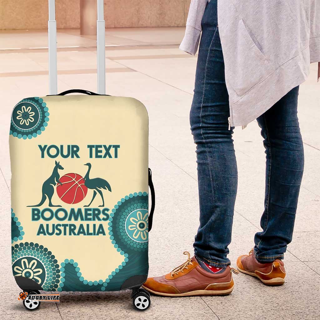 Custom Australia Boomers Luggage Cover Aboriginal With Marble Pattern Cyan