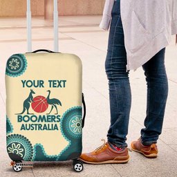 Custom Australia Boomers Luggage Cover Aboriginal With Marble Pattern Cyan