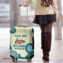 Custom Australia Boomers Luggage Cover Aboriginal With Marble Pattern Cyan