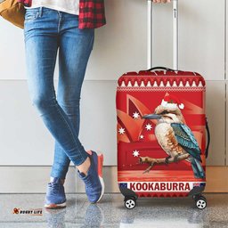 Aussie Kookaburra Luggage Cover Merry Christmas Red Style
