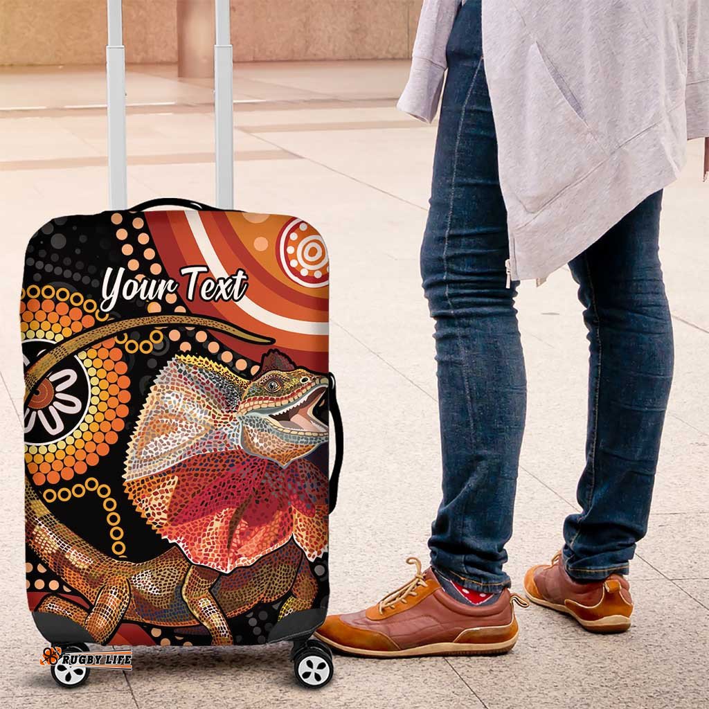 Personalised Australia Frilled Lizard Luggage Cover Aboriginal Art