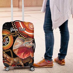 Personalised Australia Frilled Lizard Luggage Cover Aboriginal Art