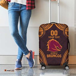 Custom Broncos Rugby Luggage Cover With Polynesian Style