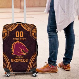 Custom Broncos Rugby Luggage Cover With Polynesian Style