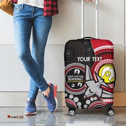 Custom AFL Essendon NAIDOC Week Luggage Cover Keep The Fire Burning Indigenous Art