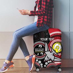 Custom AFL Essendon NAIDOC Week Luggage Cover Keep The Fire Burning Indigenous Art