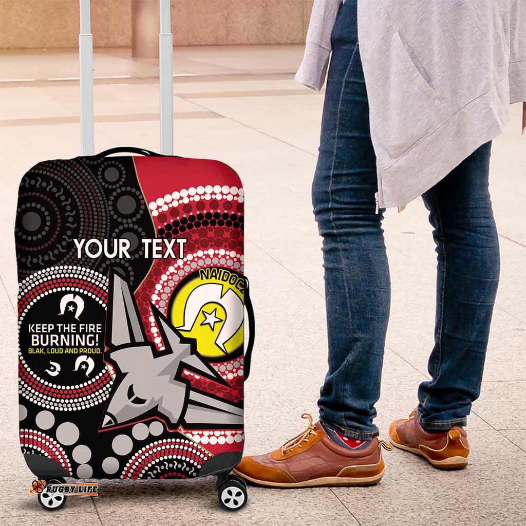 Custom AFL Essendon NAIDOC Week Luggage Cover Keep The Fire Burning Indigenous Art
