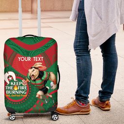 Custom NRL Rabbitohs NAIDOC Week Luggage Cover Keep The Fire Burning Indigenous Art