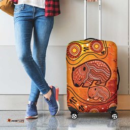 Australia Wombat Luggage Cover Indigenous Art