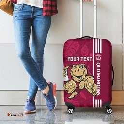 Custom QLD Maroons Rugby Luggage Cover Cane Toads Polynesian Pattern Tropical Vibes