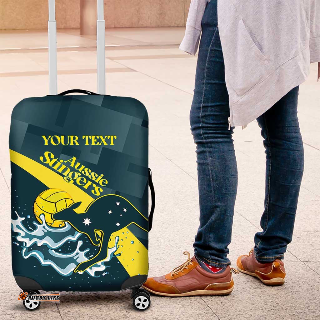 Custom Australia Water Polo 2024 Luggage Cover Aussie Stingers Kangaroo Sporty Version