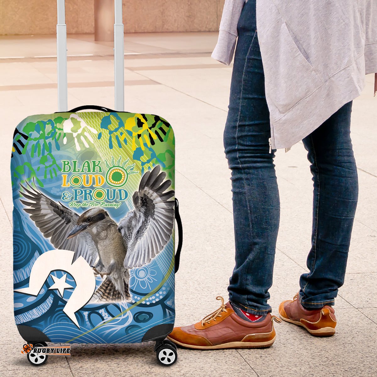 Vivid Kookaburra NAIDOC 2024 Luggage Cover Aboriginal Art Style