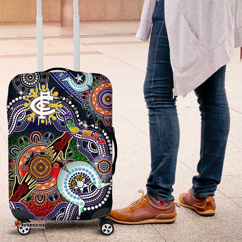 Custom NAIDOC Week 2024 Carlton Blues Luggage Cover Australia Aboriginal Dot Painting DT02