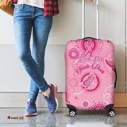 Personalised Australia Indigenous Luggage Cover Breast Cancer Ribbon Think Pink Pink Version